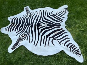 Zebra Print Cowhide Rug