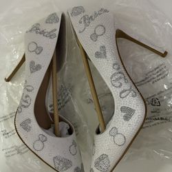 bridal high heels Rhinestone Pearl White With Sliver Size 7 Women