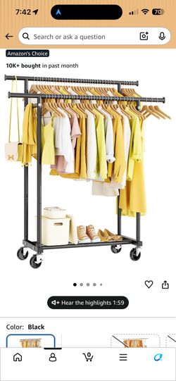 Black Metal Rolling Garment Rack