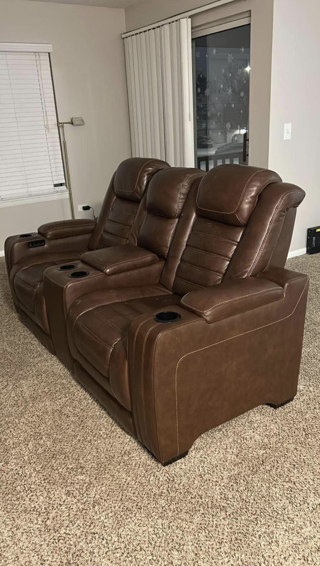 Backtrack Power Reclining Loveseat with Console Leather, Chocolate for