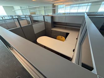 Haworth Compose Accented Various Sizes Glass Loaded Manager Stations 65" Tall