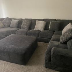 Jackson Steel Sectional Sofa (3 Piece) with ottoman 10 months old
