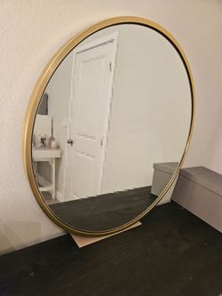 West Elm Metal Frame Round Mirror 30"D