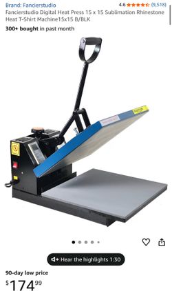 Fancierstudio Digital Heat Press 15 x 15 Sublimation Rhinestone Heat T-Shirt Machine15x15 B/BLK $90