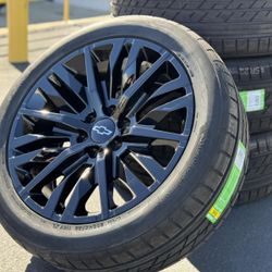 22'' NEW Wheels Black Rims and Tires GMC Sierra 1500 Yukon Denali Chevy Chevrolet Silverado Tahoe Suburban Avalanche Nissan Titan Infiniti