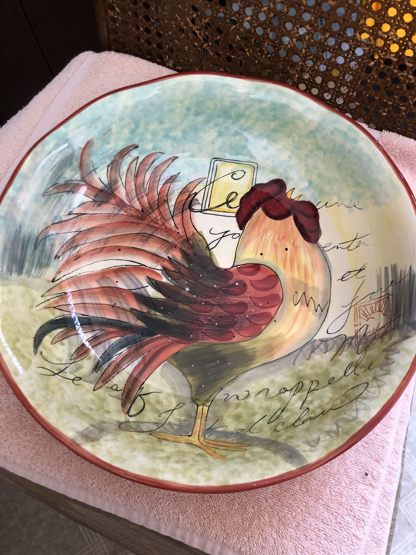 Large Rooster Serving Bowl 