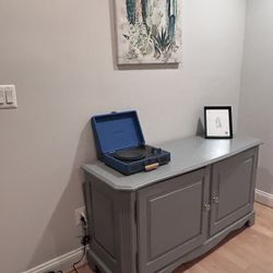 Blue Grey Dining Room Credenza / Living Room Organizer