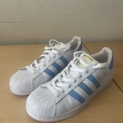 Adidas Superstar Women’s Shoes White/Sky Blue Size ‘8