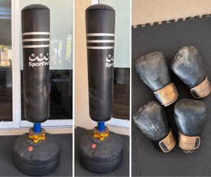 Freestanding Punching Bag + 2 Sets of Boxing Gloves