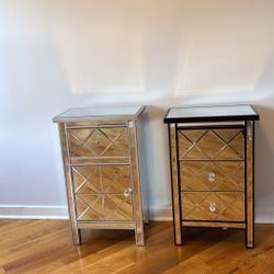 Glass Mirrored Nightstands