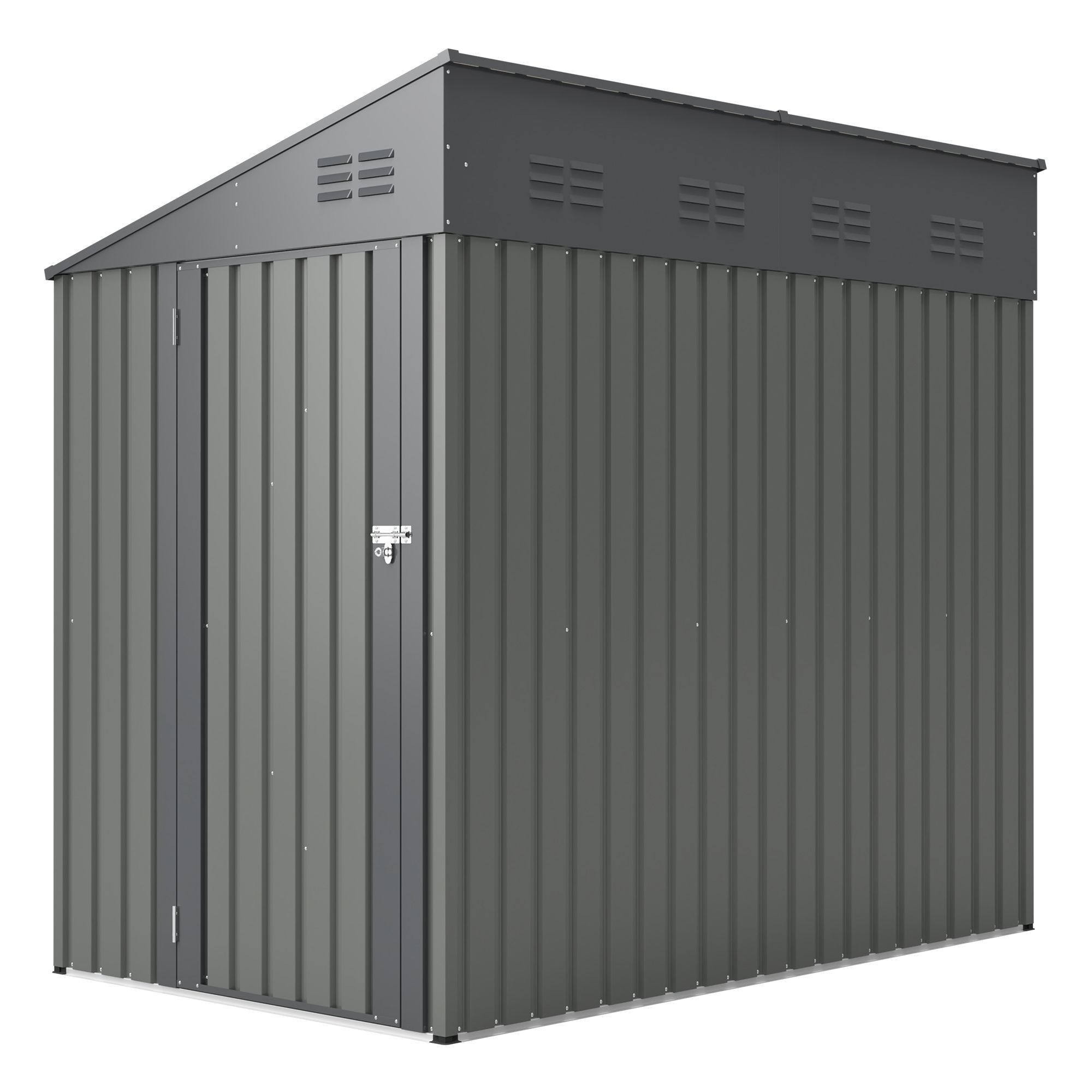 4x7 Foot Lean-To Shed in Olive grey, Heavy-Duty Steel Outdoor Storage for Garden Tools & Bicycles, Maximize Your Backyard & Patio Space with All-Weath