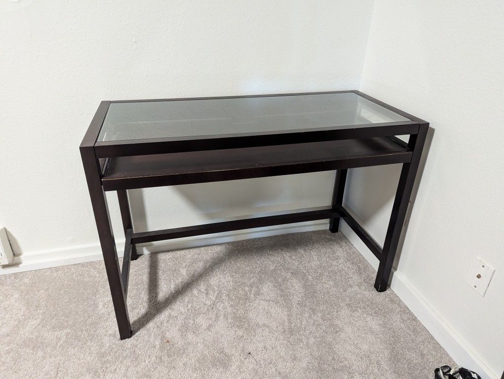 Glass Top Desk With Sliding Out Shelf