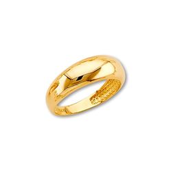 14K Gold Dome Ring | Solid Yellow Gold Polished Band by Tehrani Jewelry