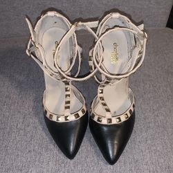 Black With Gold Accent Heels