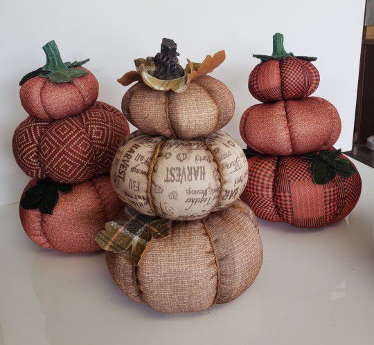 4 Fabric Pumpkin Topiaries