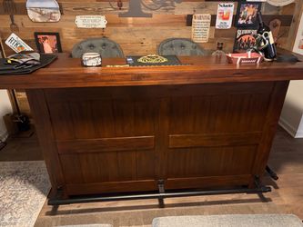 Wooden Home Bar with Foot Rail