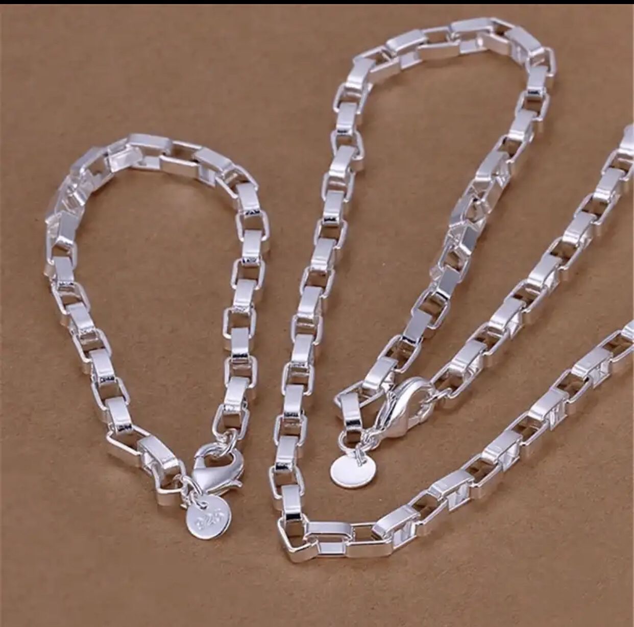 Sterling Silver 17” Necklace And 8” Bracelet 