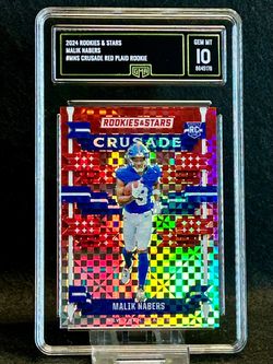 2024 Rookies & Stars 💥 Malik Nabers 💥 Crusade Red Plaid Rookie GMA 10 💎 Mint - New York Giants