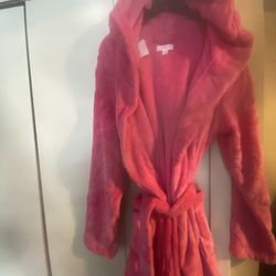 Plush Heart Design Hoodie Robe