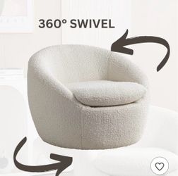 Round Swivel Accent Chair Faux Shearling