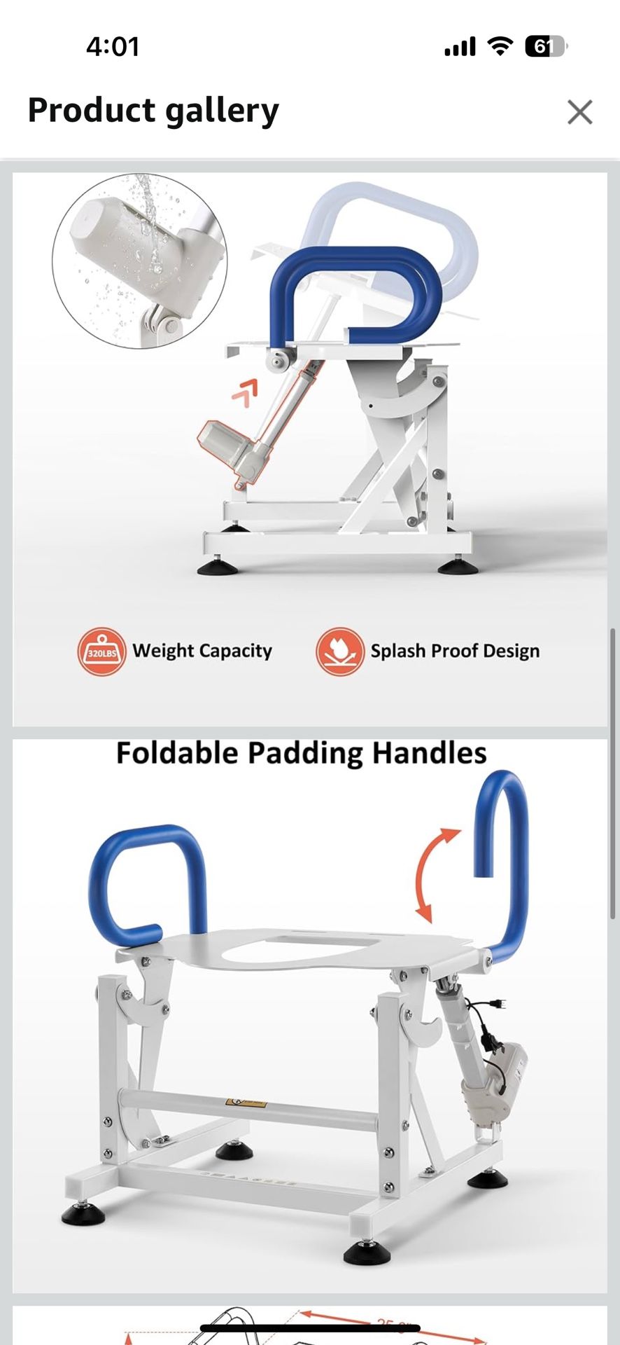 MCombo Electric Toilet Seat Lift Riser with Padded Arms.