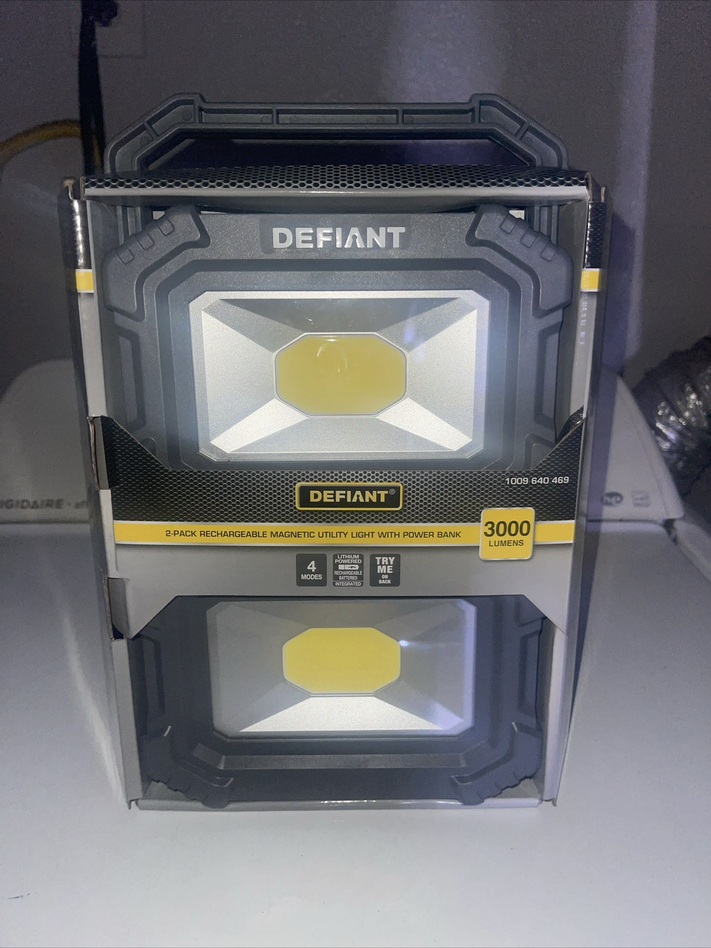 Defiant 3000 Lumens Rechargeable Magnetic Utility Light With Power Bank, 2-Pack