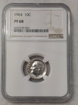 NGC Certified 1964 10c PF68 Roosevelt Dime 