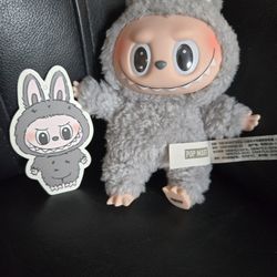 Labubu Macaron Sesame Bean Gray Color Toy 