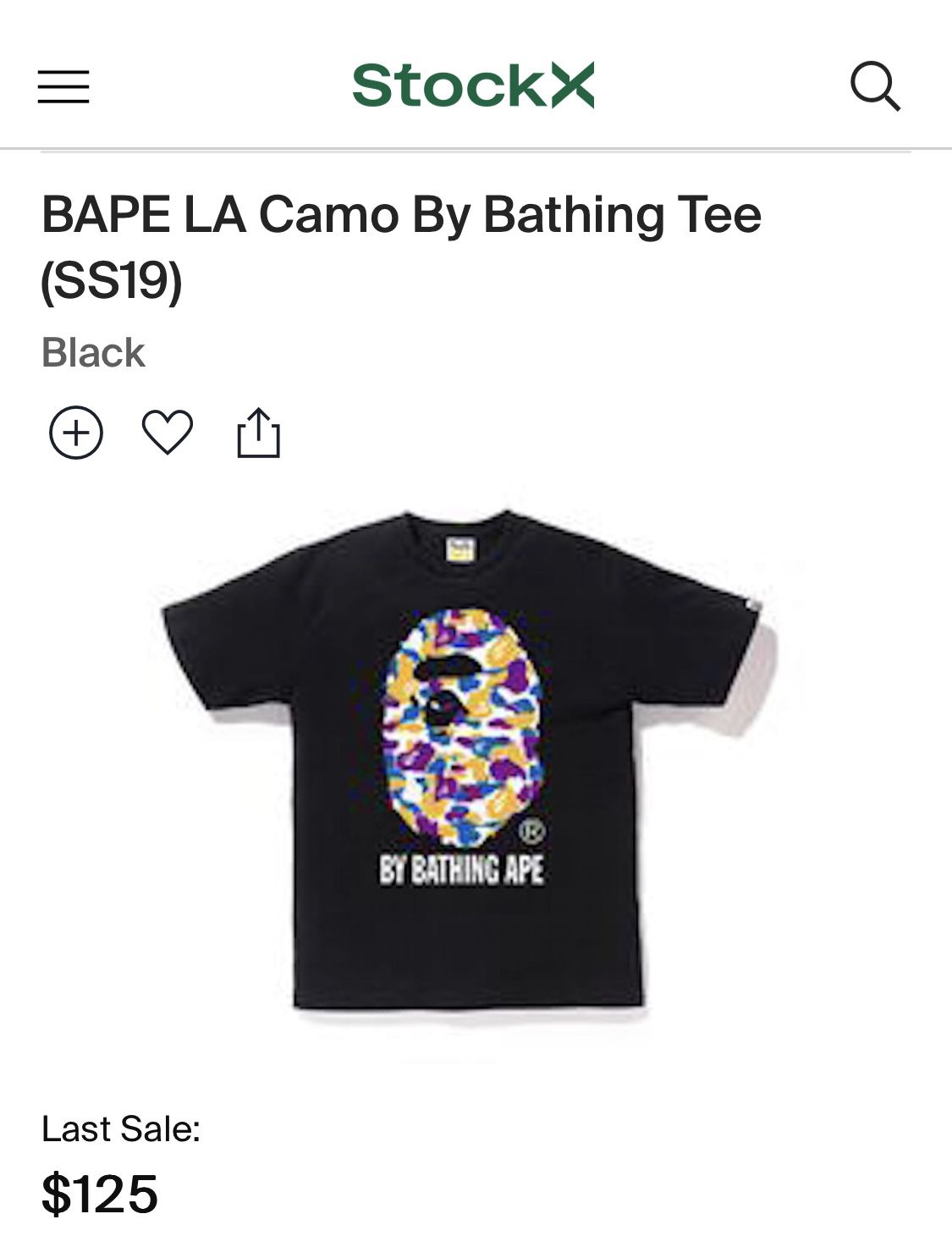 BAPE LA Camo By Bathing Tee (SS19) Black