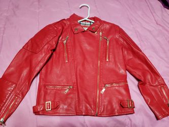 Girl red leather jacket
