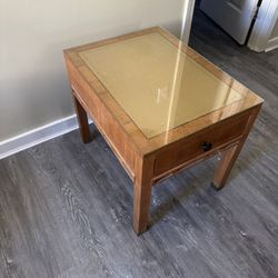 Set Of MCM Glass top Side Tables