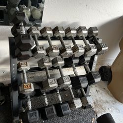 Complete Dumbbell And Plate Set  5-50lbs With Some Extras