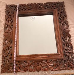 Ornate Solid Wood Wall Mirror – Vintage Boho/Traditional Décor