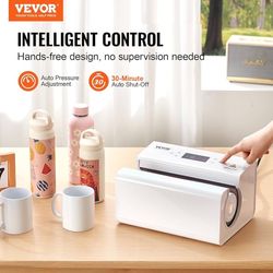 Auto Tumbler Heat Press Machine, Mug Heat Press with Temp and Time Setting, Even Heating for 11-30oz Sublimation Tumblers, Mug, Cups (White)