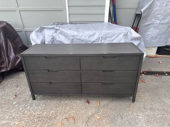 6-Drawer Dark Gray Wood Dresser