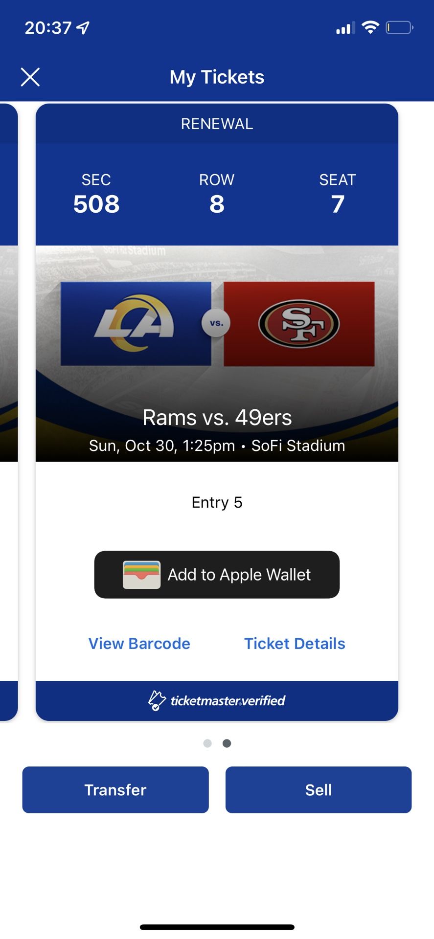 RAMS VS 49ers Tickets