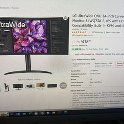 LG UltraWide 34 Inch Monitor