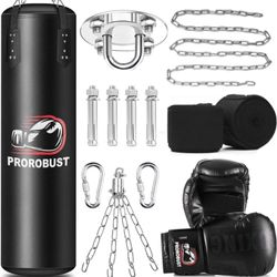 Punching Bag, Prorobust 4ft Heavy Boxing Bag Set  with 12oz Gloves 