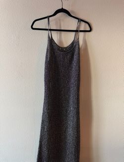 Metallic Knit Maxi Slip Dress