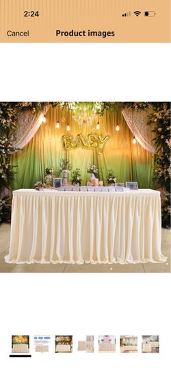 14ft Ivory Table Skirt for Rectangle Tables 2 pcs Polyester Pleated Table Skirt Desk Skirts Ruffle Tablecloth Skirt for Wedding Birthday Party Baby S