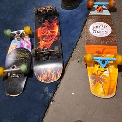 3 Used Skateboards