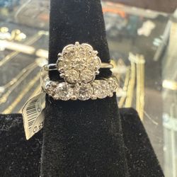 14KT White Gold Engagement Ring Set 33040-1