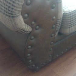 Brown Leather/Tan Fabric Material