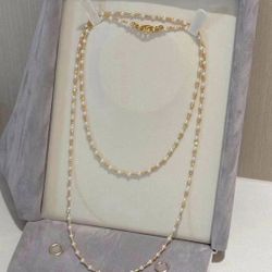 14K GF gold filling pearl Long necklace