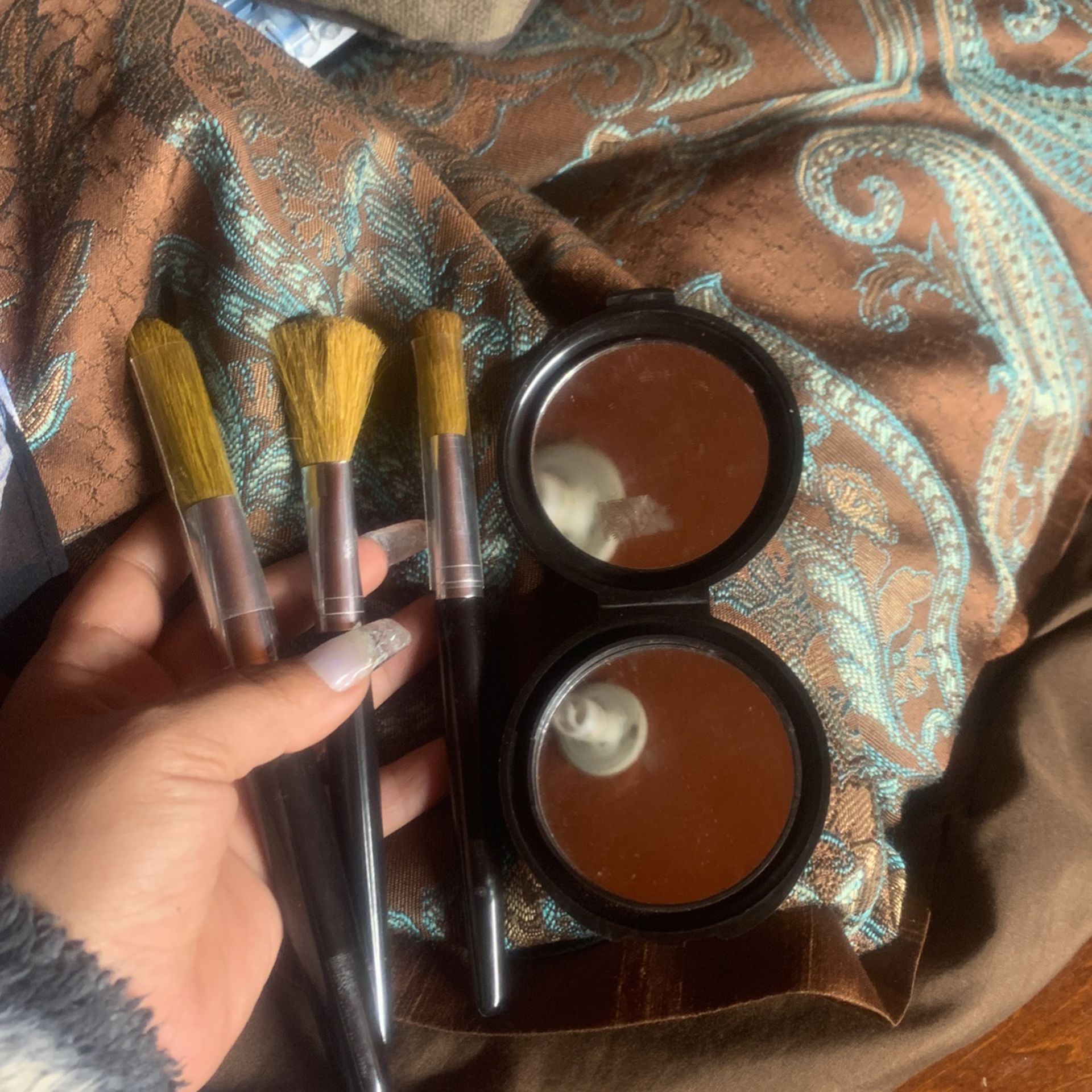 6pic Set makeup Brushes With Compact Mirror 