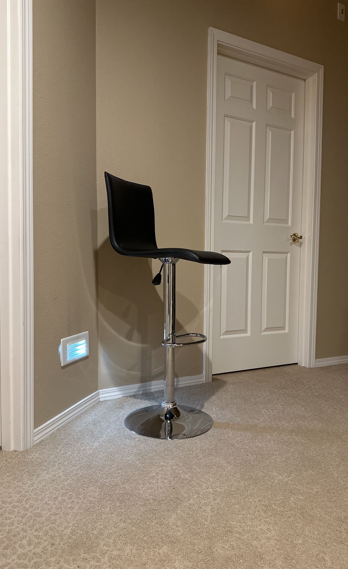 Adjustable Barstool / Desk Chair 23” - 28” Tall, Chrome and Black