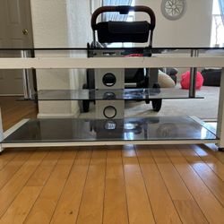 White And Glass Tv/console Table/shelf