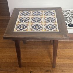 Mexican Accent Table with Talavera Tiles- 19x19x17 