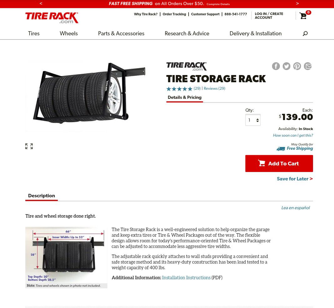 Storage rack for tires