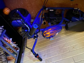 Blue Kids Gas-Powered Chopper with Flame Seat